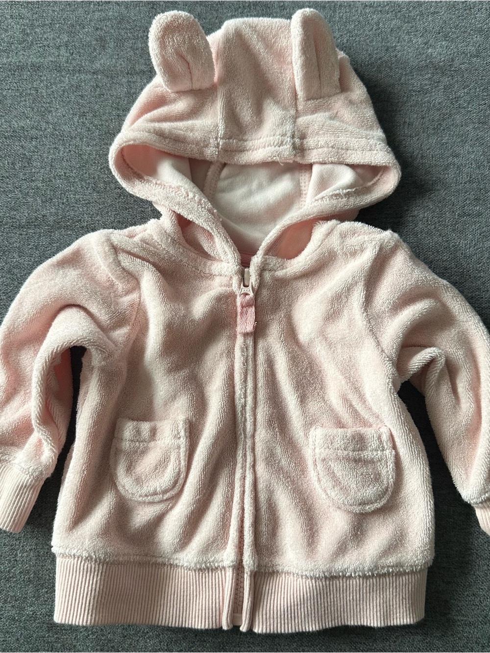Pink Plush Hooded Baby Jacket & Joggers with Ears